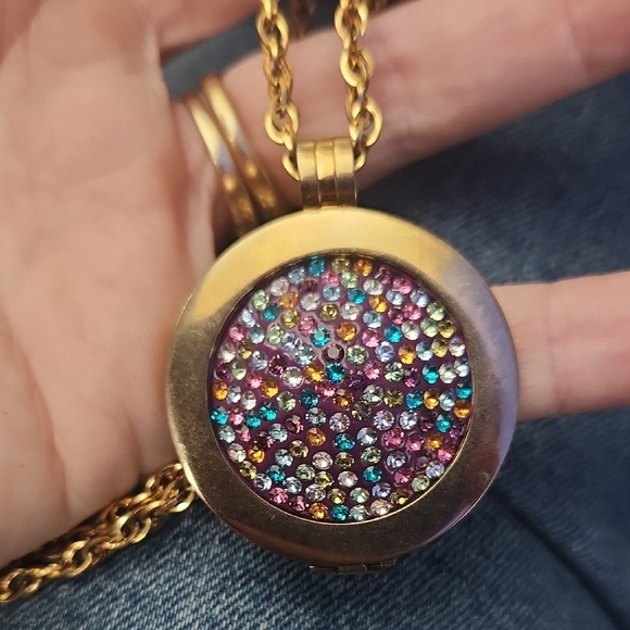 Carlo Biagi Jewelry - Carlo Biagi Necklace with Swarovski Crystal Coin And Gold Tone Chain